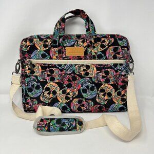 DACHEE Skull Pattern Laptop Shoulder Travel Bag Briefcase 15" x 10" with Strap